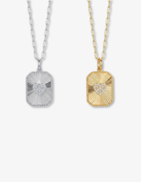 Colar Corrente Elos, Prata 925, Banho Ródio / Ouro 18K (45 cm), Pingente Moissanite