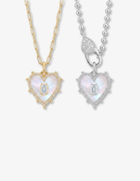 Colar Corrente Elos / Bolinhas, Prata 925, Banho Ouro / Ródio 18k (45 cm), Pingente Madrepérola e Moissanite