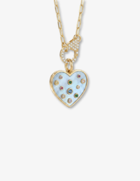Colar Corrente Elos Cravejada, Prata 925, Banho Ouro 18K (45 cm), Pingente Madrepérola e Zircônia