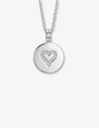 Colar Corrente Elos Portugueses, Prata 925, Banho Ródio (60 cm), Pingente Relicário Moissanite